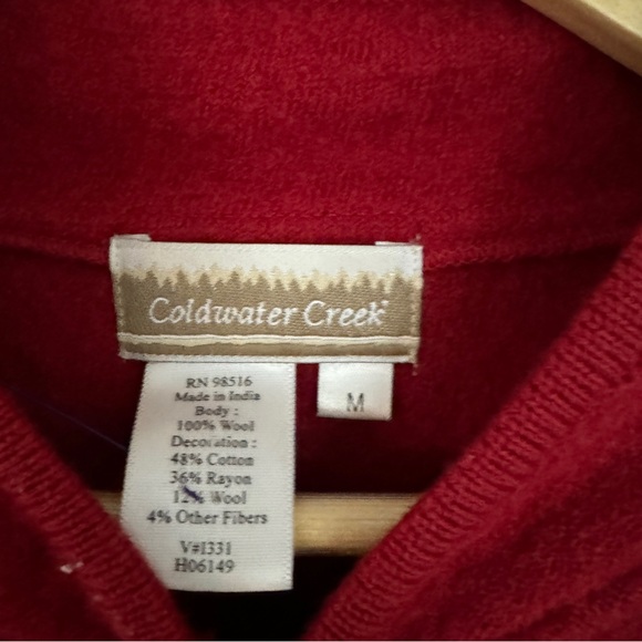 Vintage Coldwater Creek Red Wool Winter Christmas  Cardigan Sweater Size Medium - Picture 4 of 10